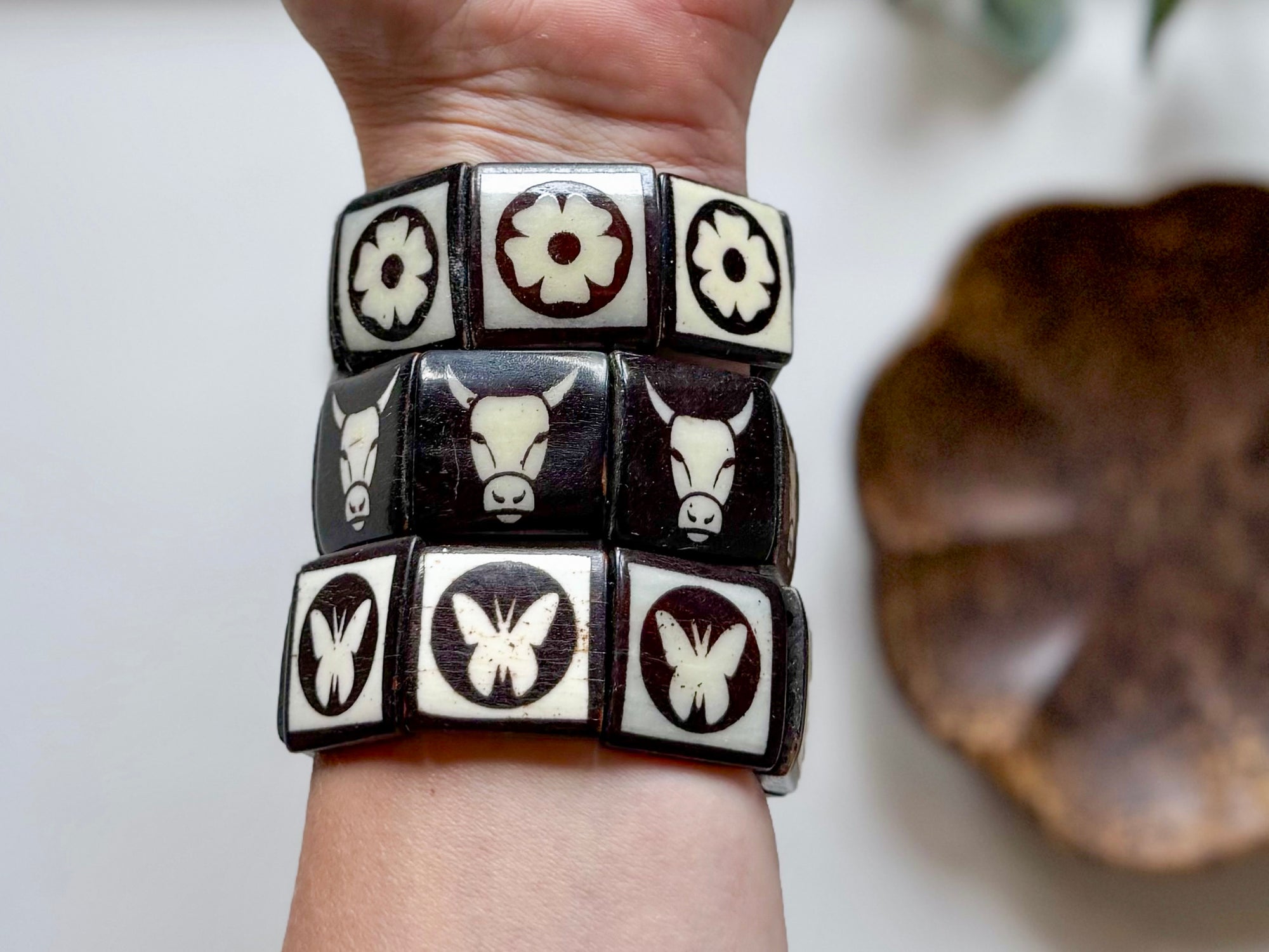 Mahogany Wood Inlay Bracelet || India