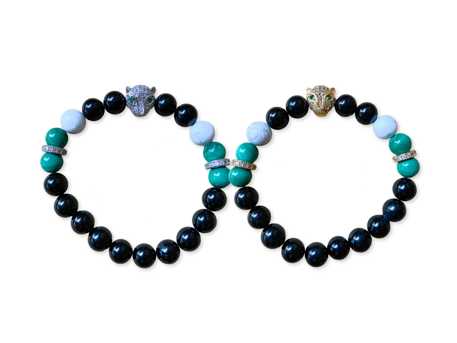 Malachite, Howlite & Tourmaline || Leopard Charm || Reiki Infused