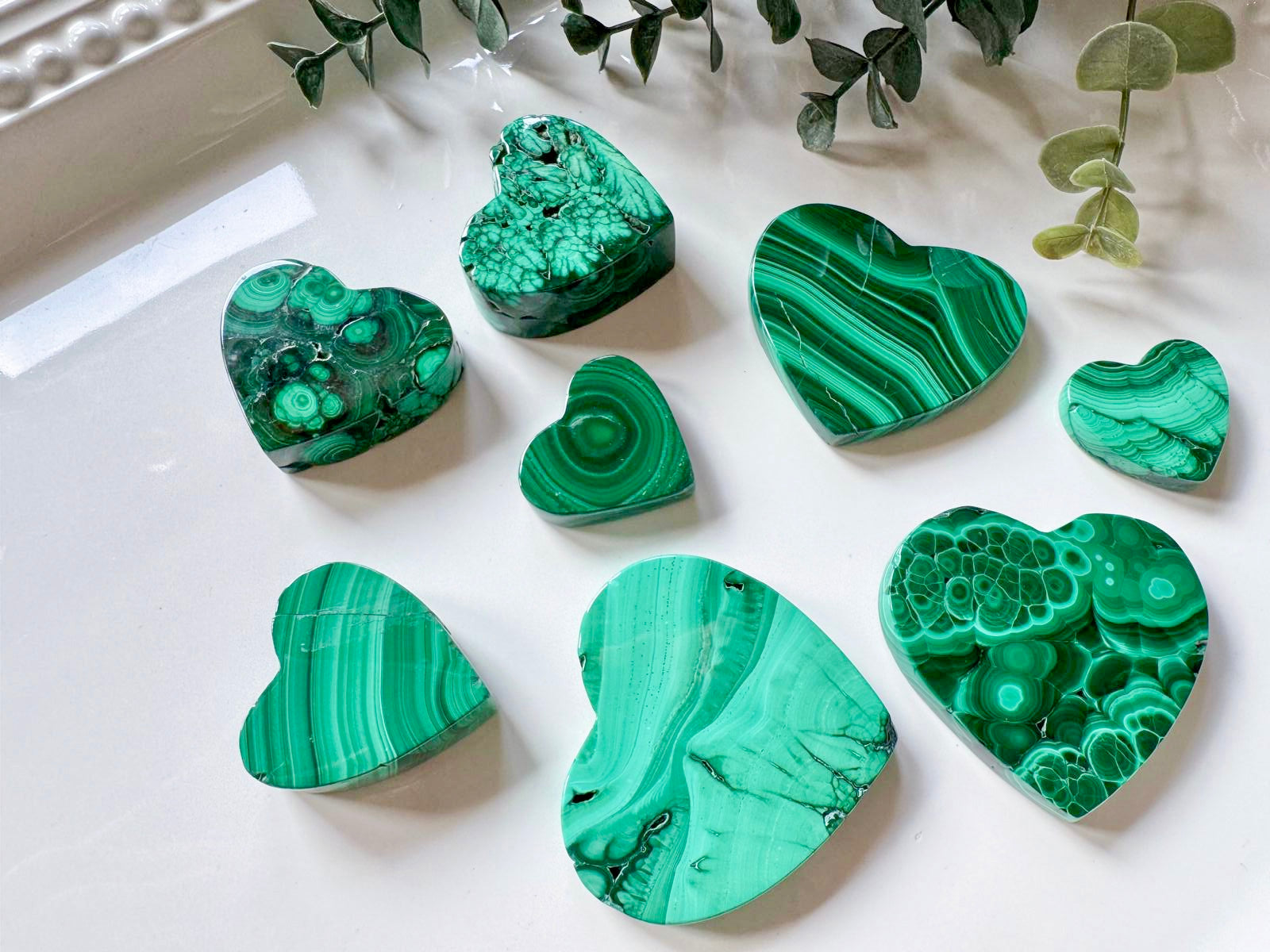 Malachite Polished Flat Heart