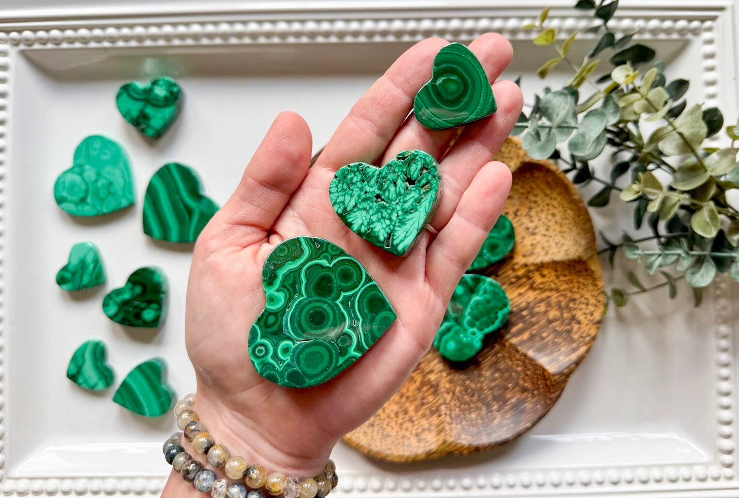 Malachite Polished Flat Heart