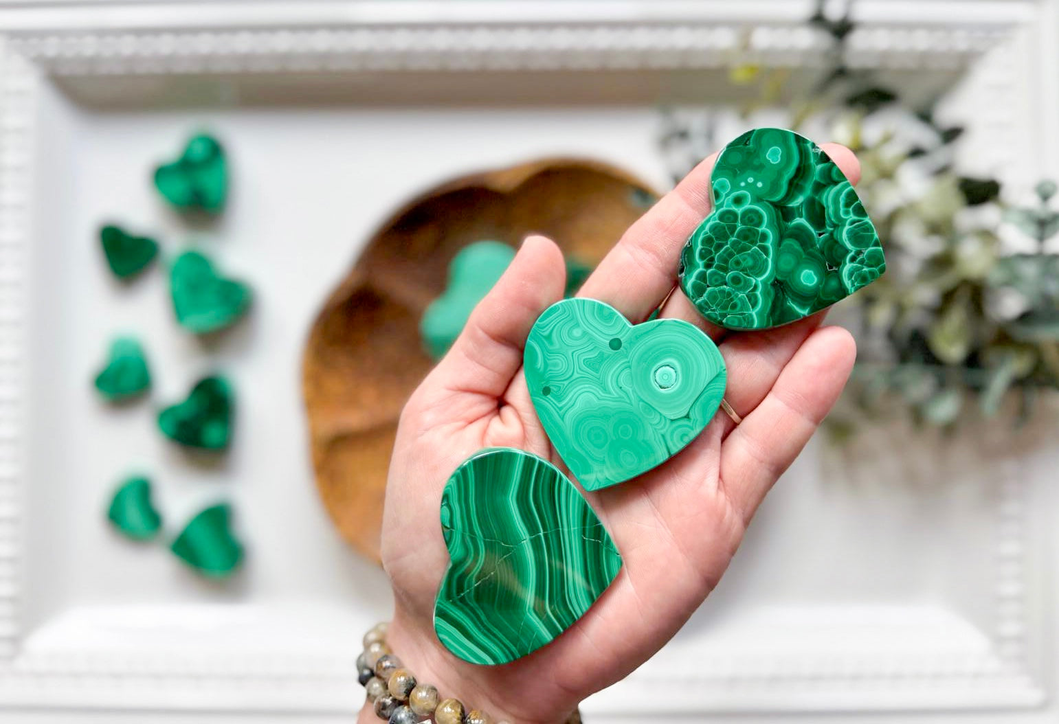Malachite Polished Flat Heart
