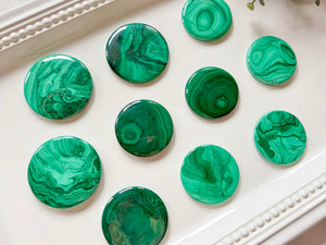 Malachite Polished Flat Round Palm Stone
