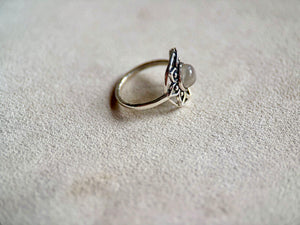 Mandala Flower Moonstone Sterling Ring
