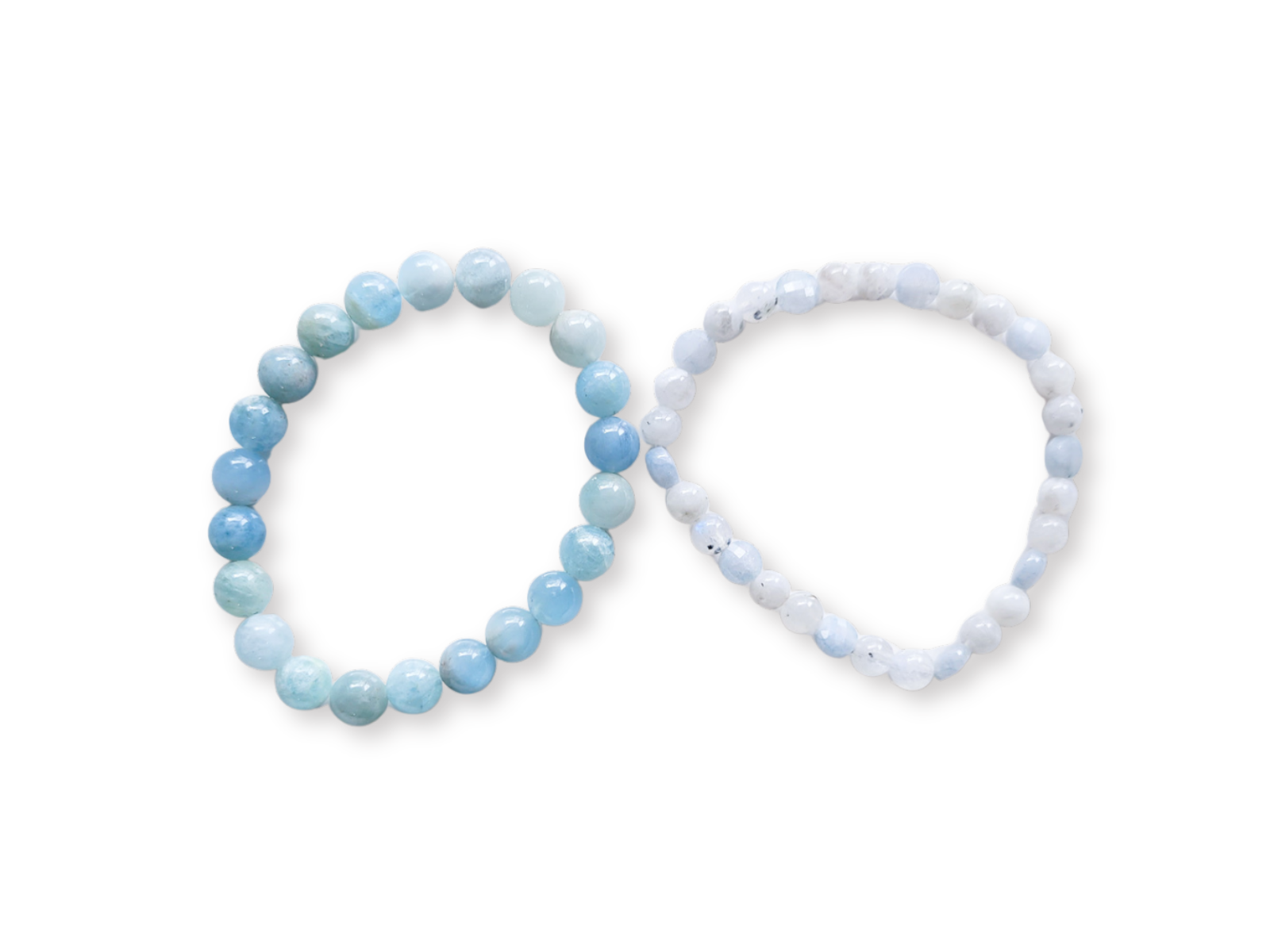 March Bracelet Stack || Aquamarine & Moonstone Beaded Bracelet || Reiki Infused