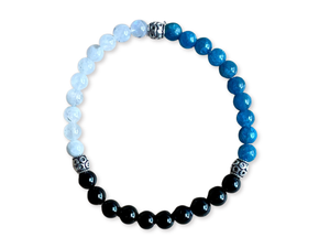 Masculine Line || Apatite, Black Tourmaline & Rainbow Moonstone 6mm Beaded Bracelet