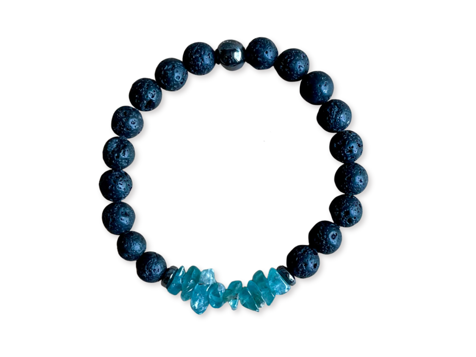 Masculine Line || Lava, Green Apatite & Hematite Beaded Bracelet