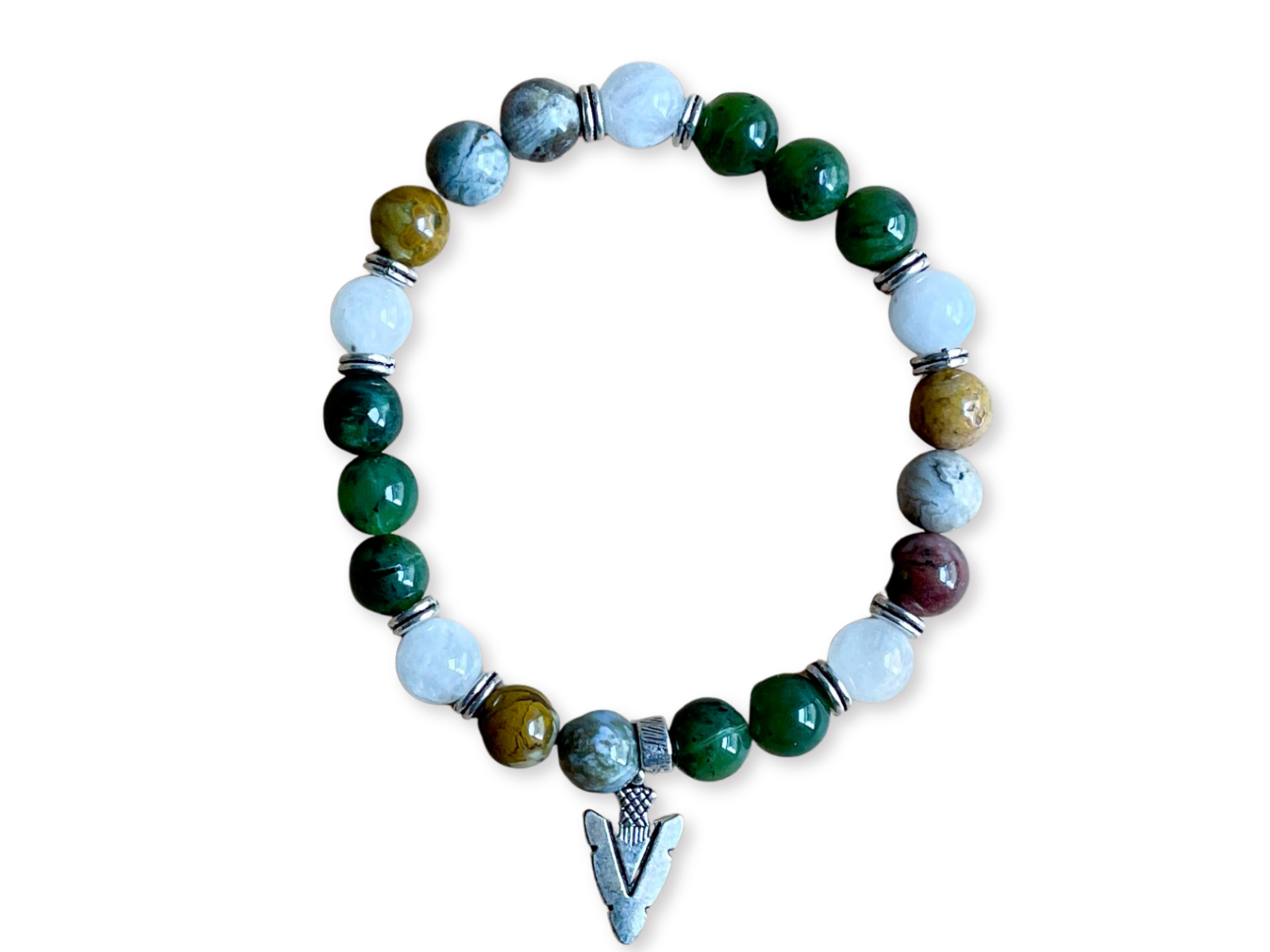 Masculine Line || Nephrite, Ocean Jasper & Rainbow Moonstone Beaded Bracelet