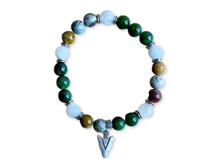 Masculine Line || Nephrite, Ocean Jasper & Rainbow Moonstone Beaded Bracelet