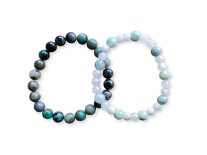May Bracelet Stack || Emerald, Amazonite & Moonstone Beaded Bracelet || Reiki Infused
