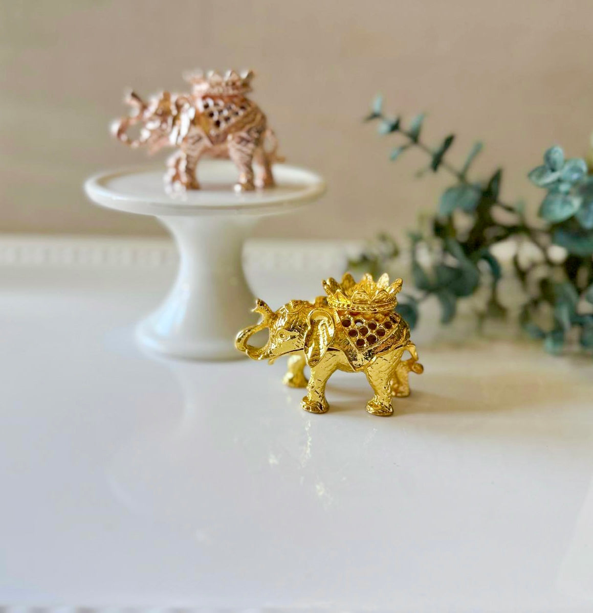 Metal Elephant Sphere Stand & Incense Cone Burner