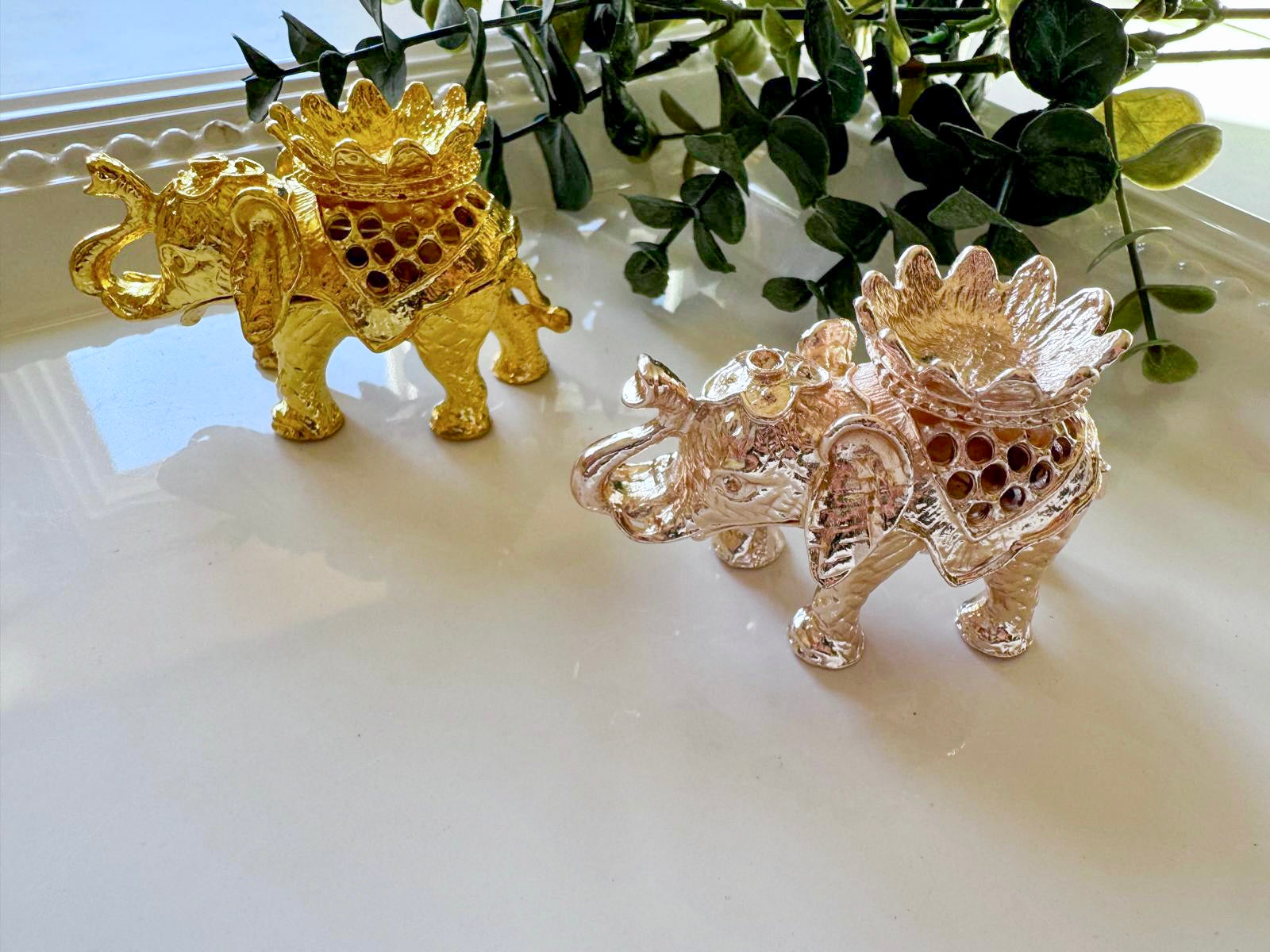 Metal Elephant Sphere Stand & Incense Cone Burner