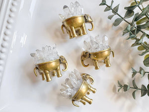 Metal Elephant with Clear Quartz Mini Points