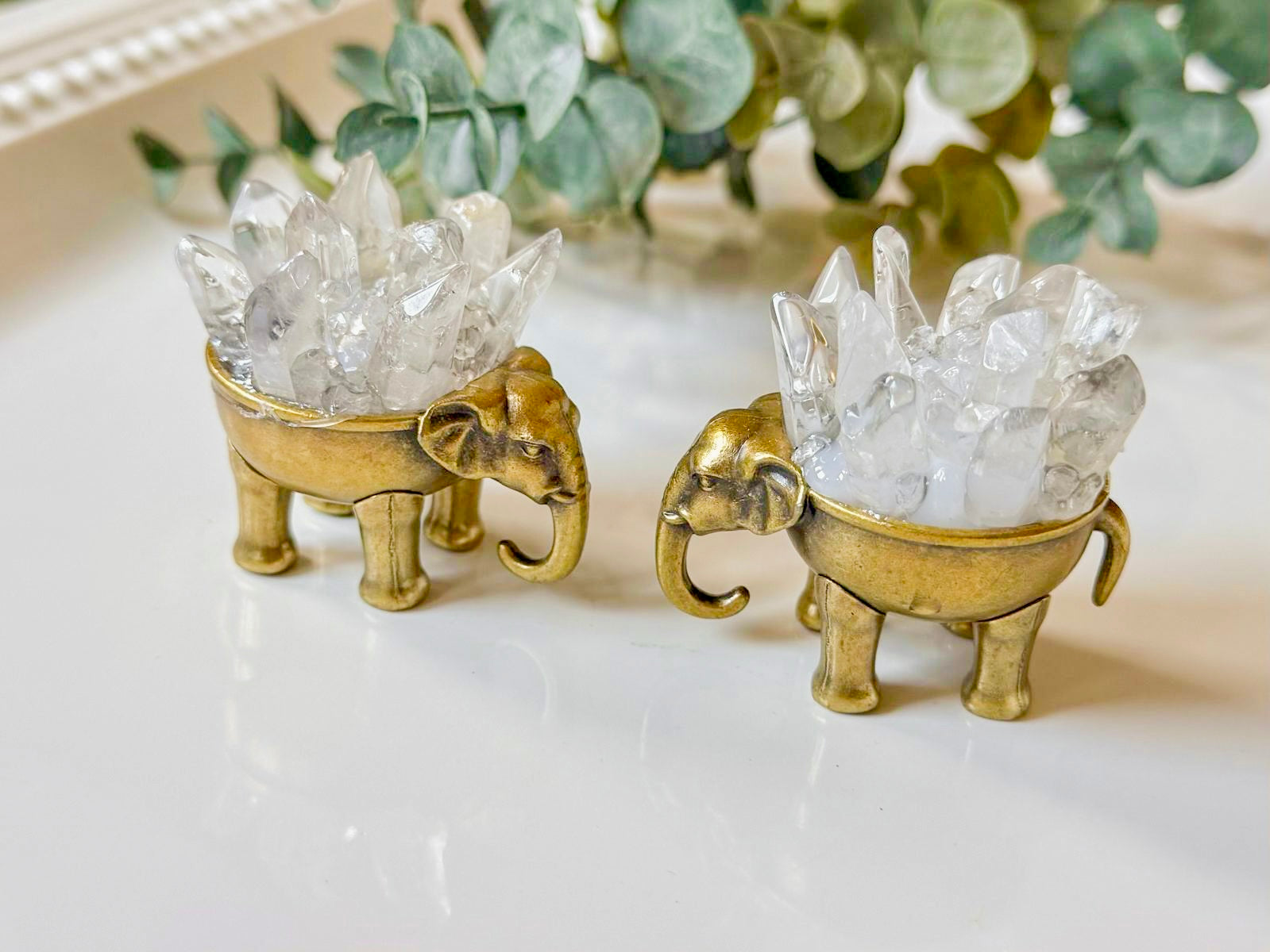Metal Elephant with Clear Quartz Mini Points