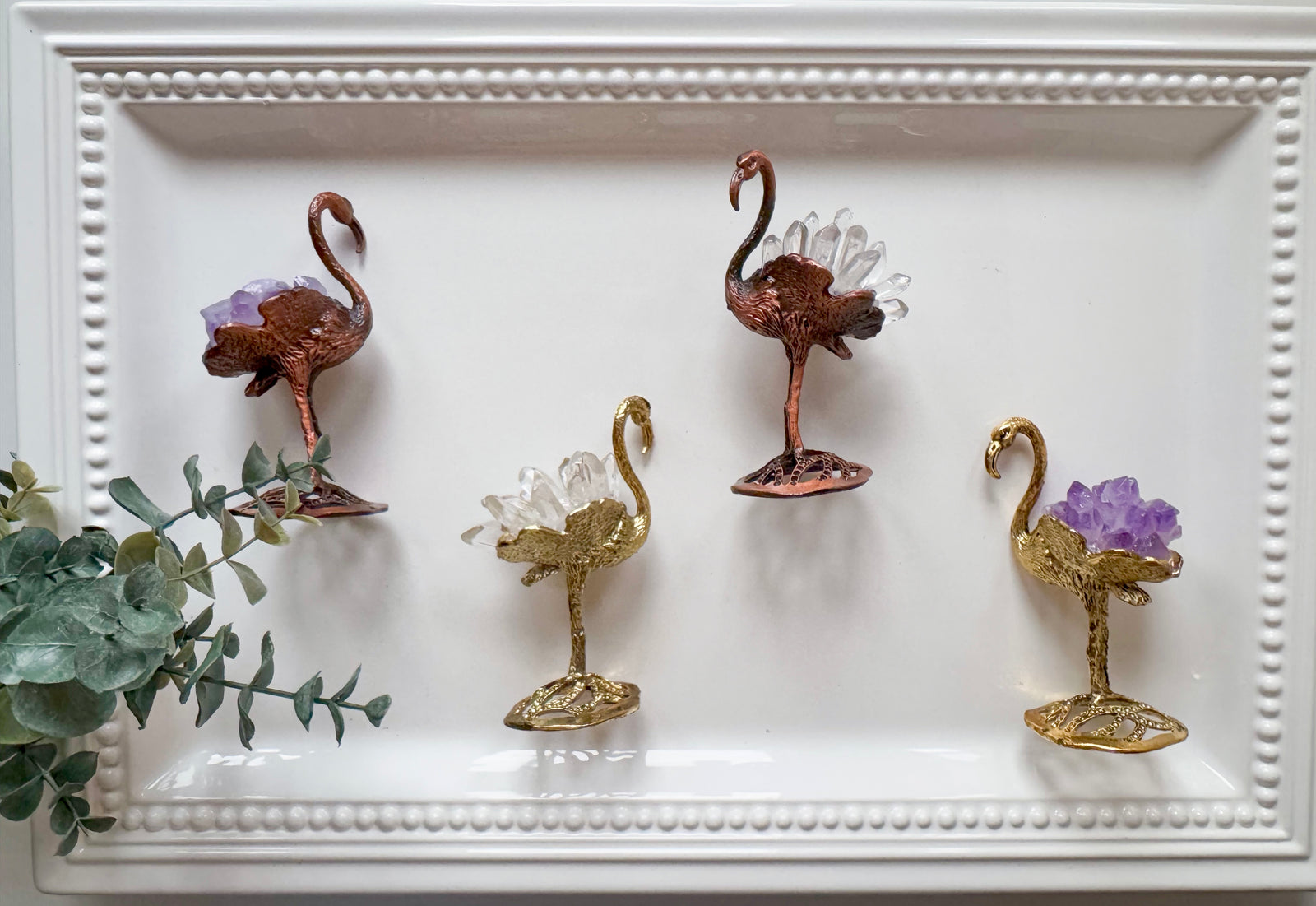 Metal Flamingo with Crystal Accent