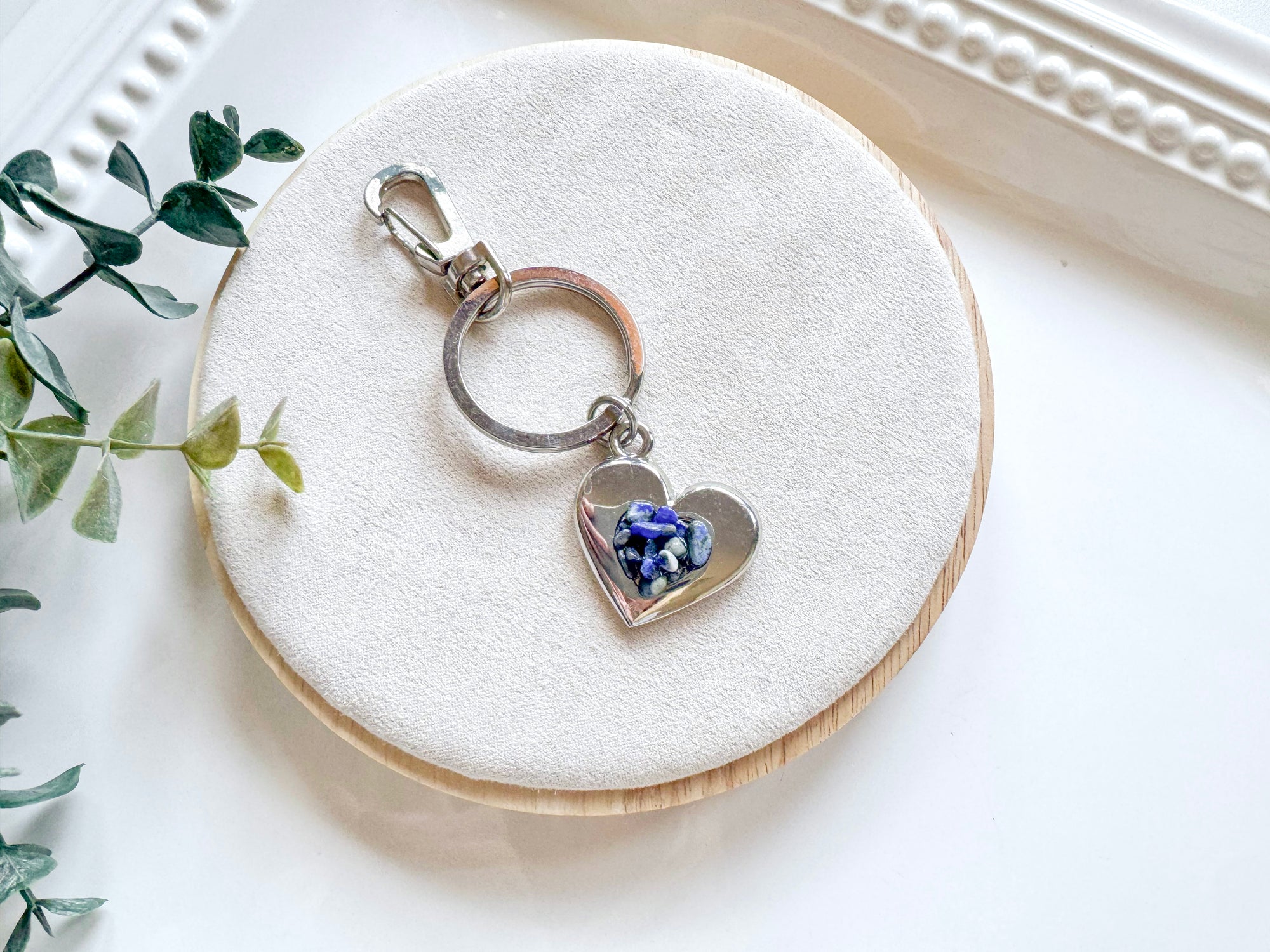 Metal Heart with Crystal Accent Keychain