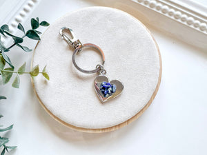 Metal Heart with Crystal Accent Keychain