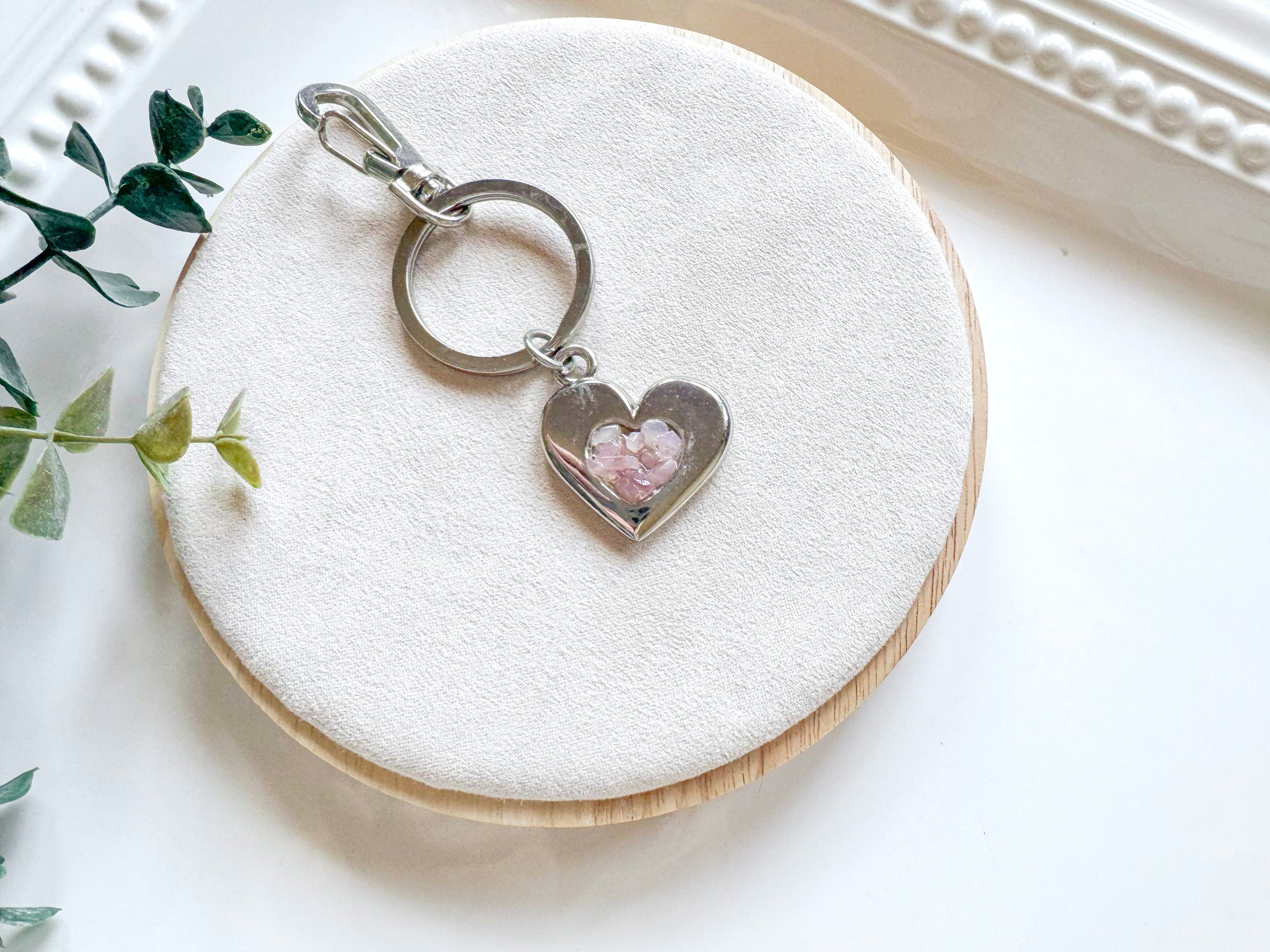 Metal Heart with Crystal Accent Keychain