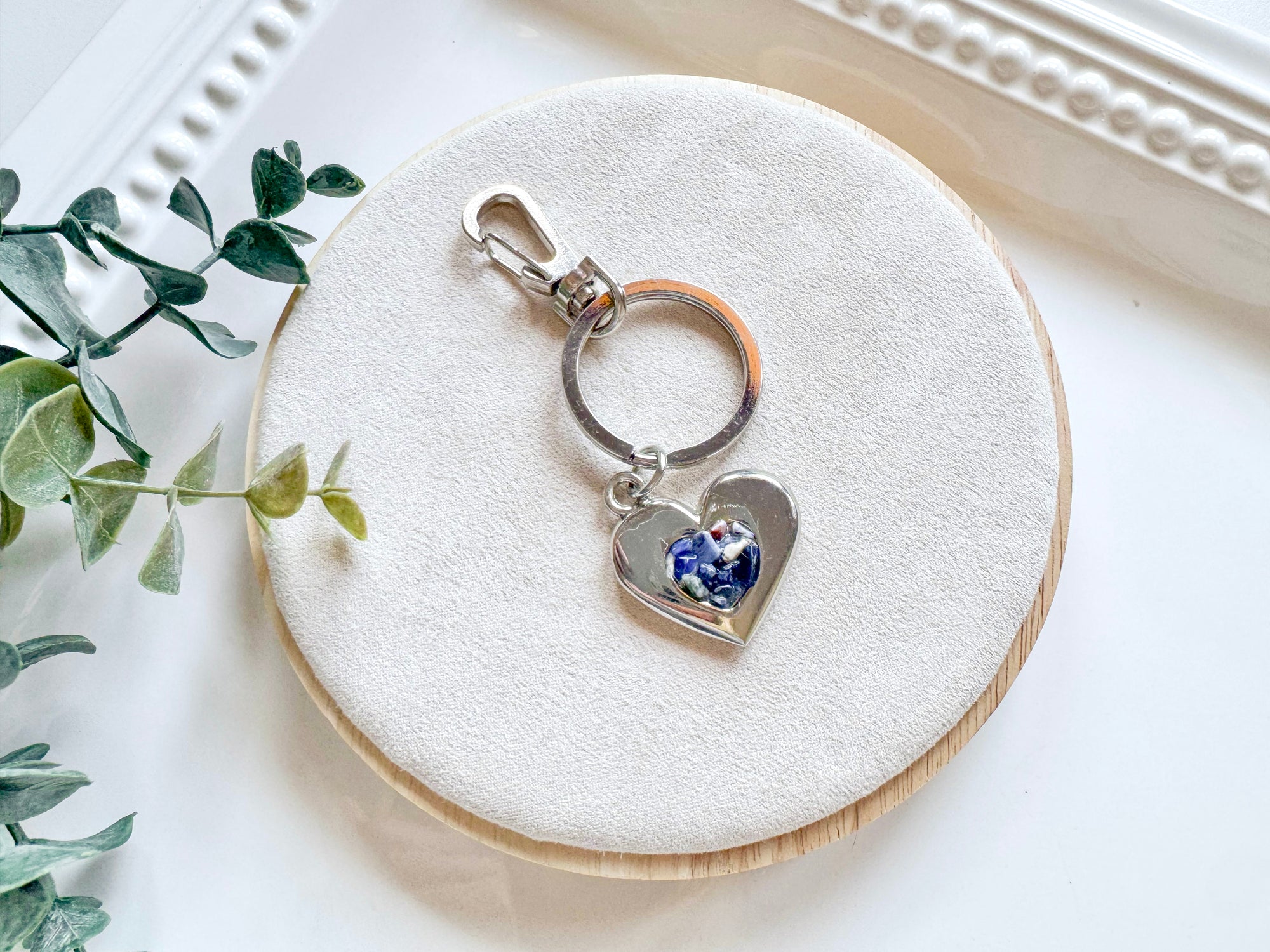 Metal Heart with Crystal Accent Keychain