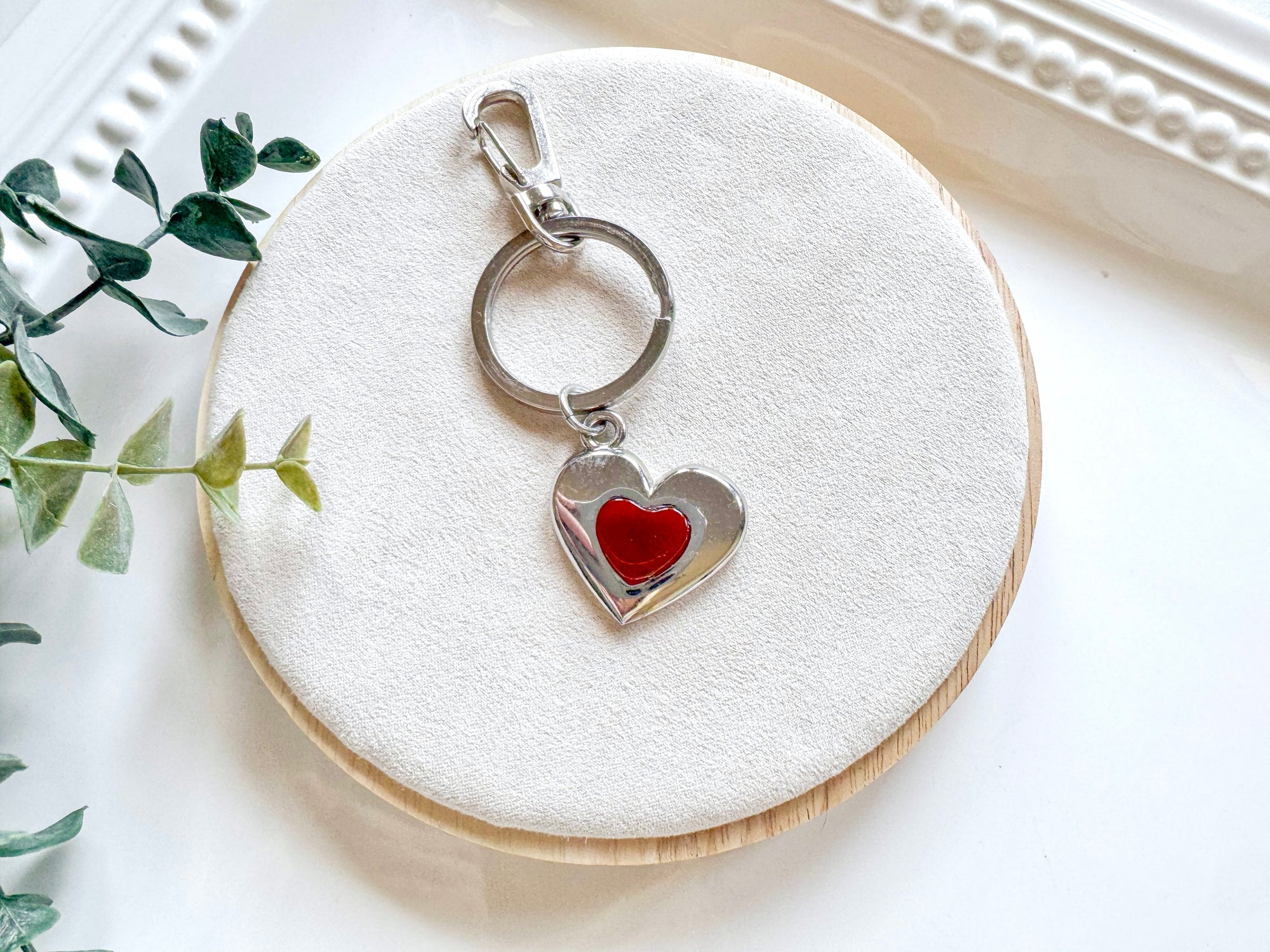 Metal Heart with Crystal Accent Keychain