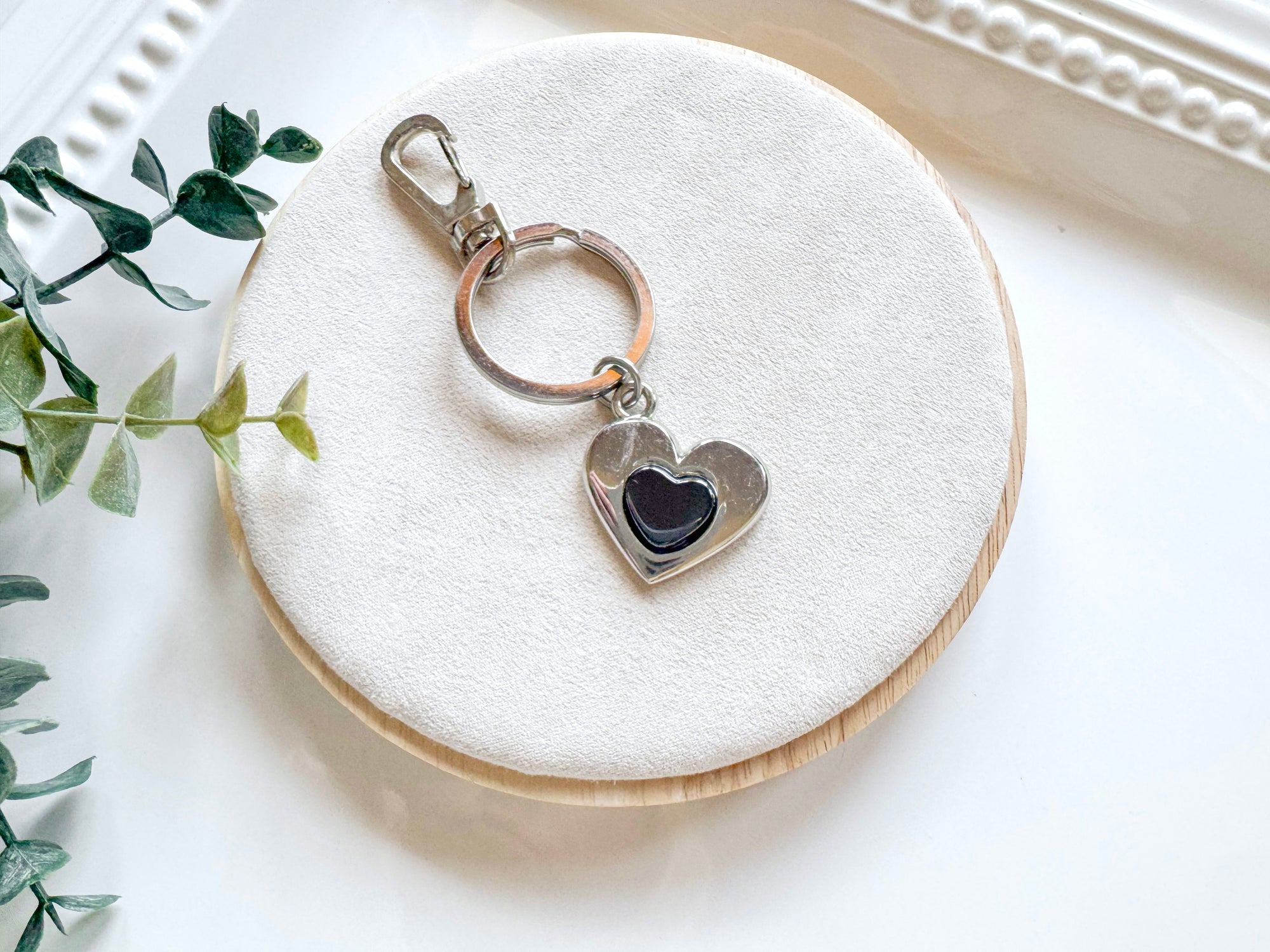 Metal Heart with Crystal Accent Keychain