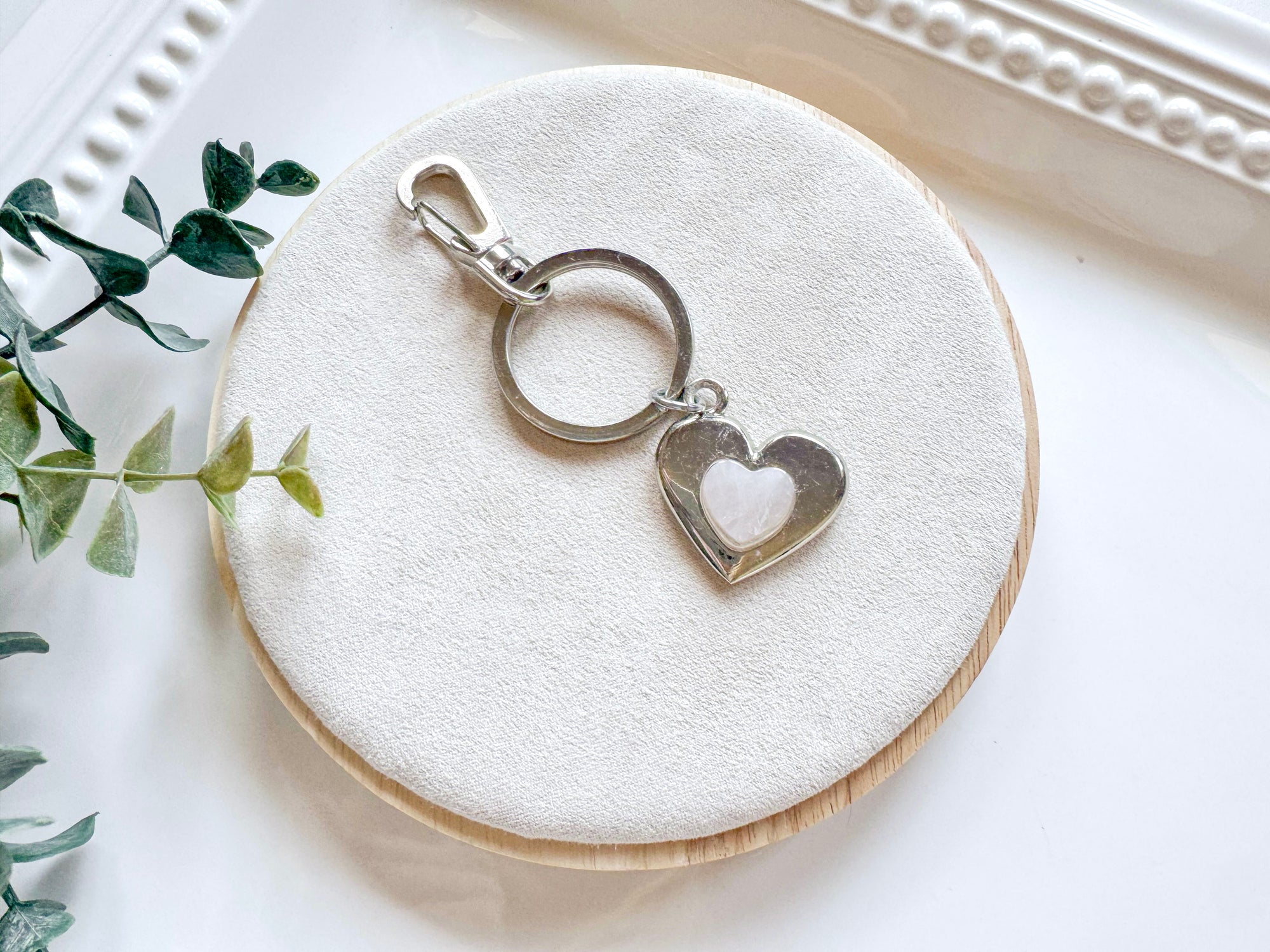 Metal Heart with Crystal Accent Keychain