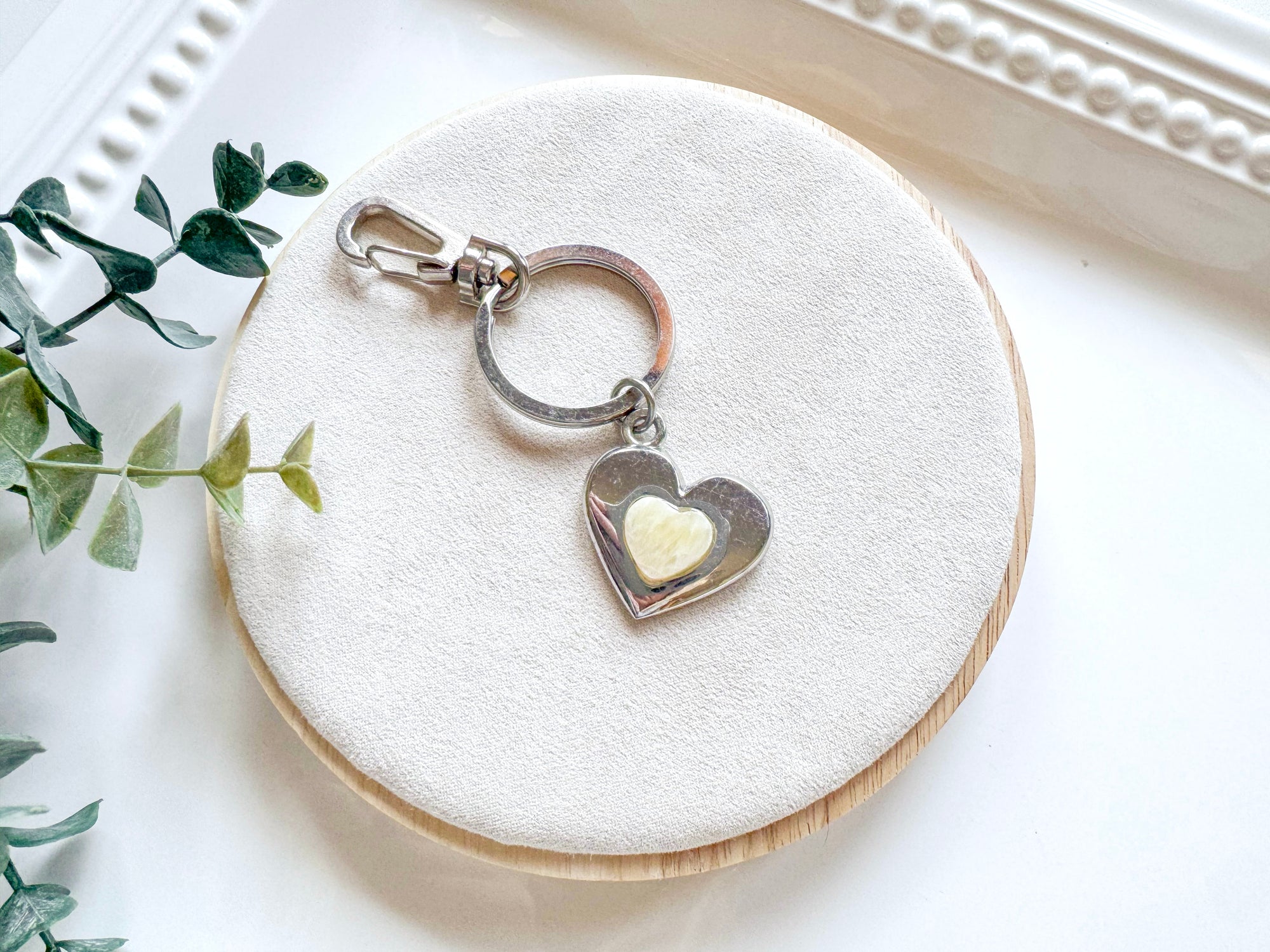 Metal Heart with Crystal Accent Keychain