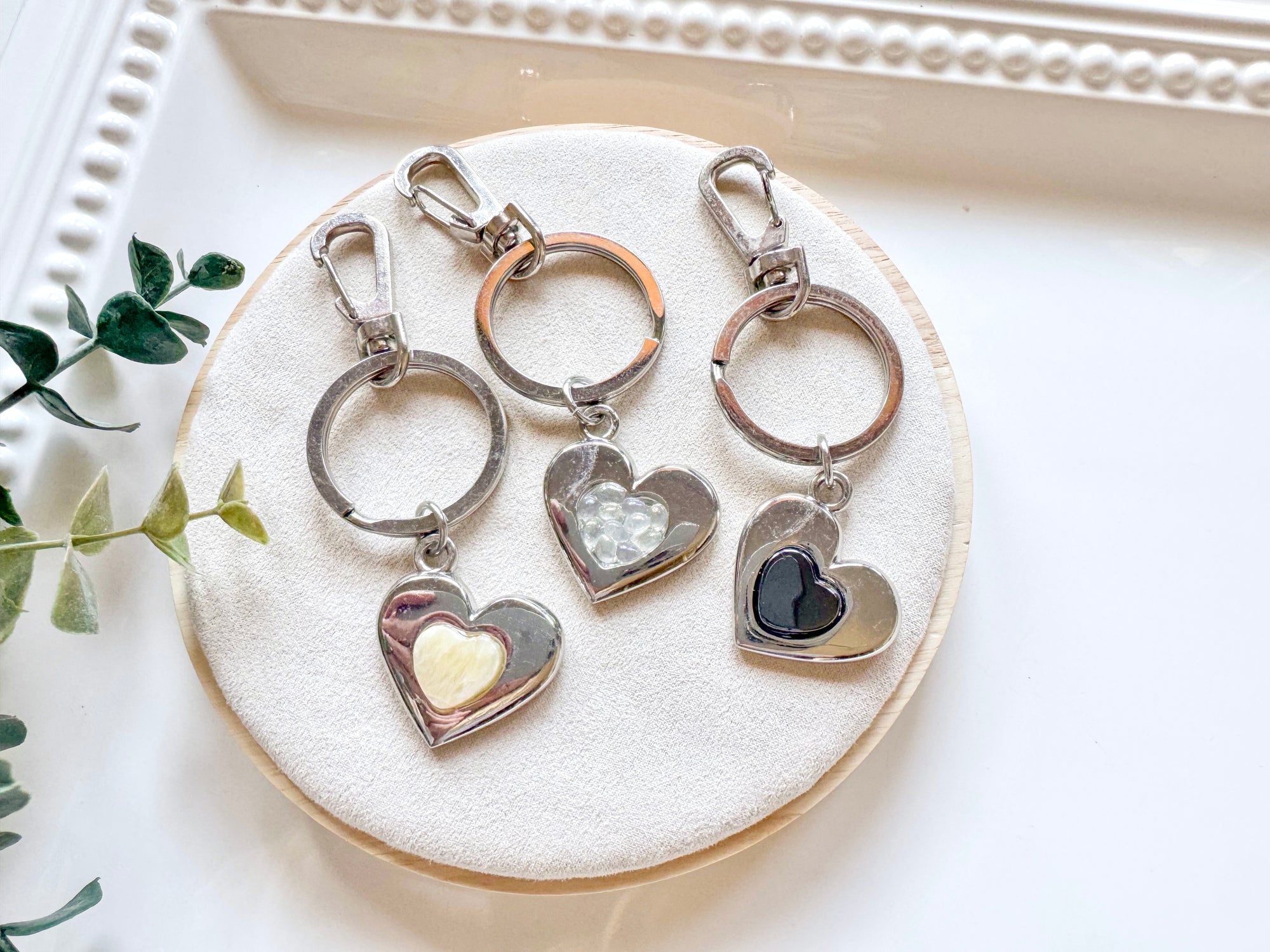 Metal Heart with Crystal Accent Keychain