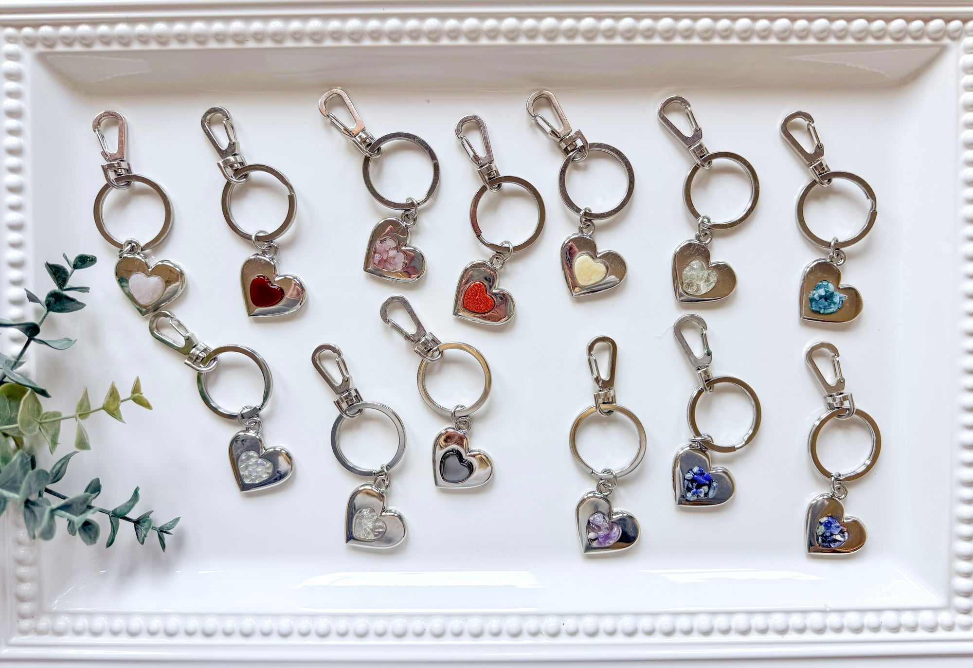 Metal Heart with Crystal Accent Keychain