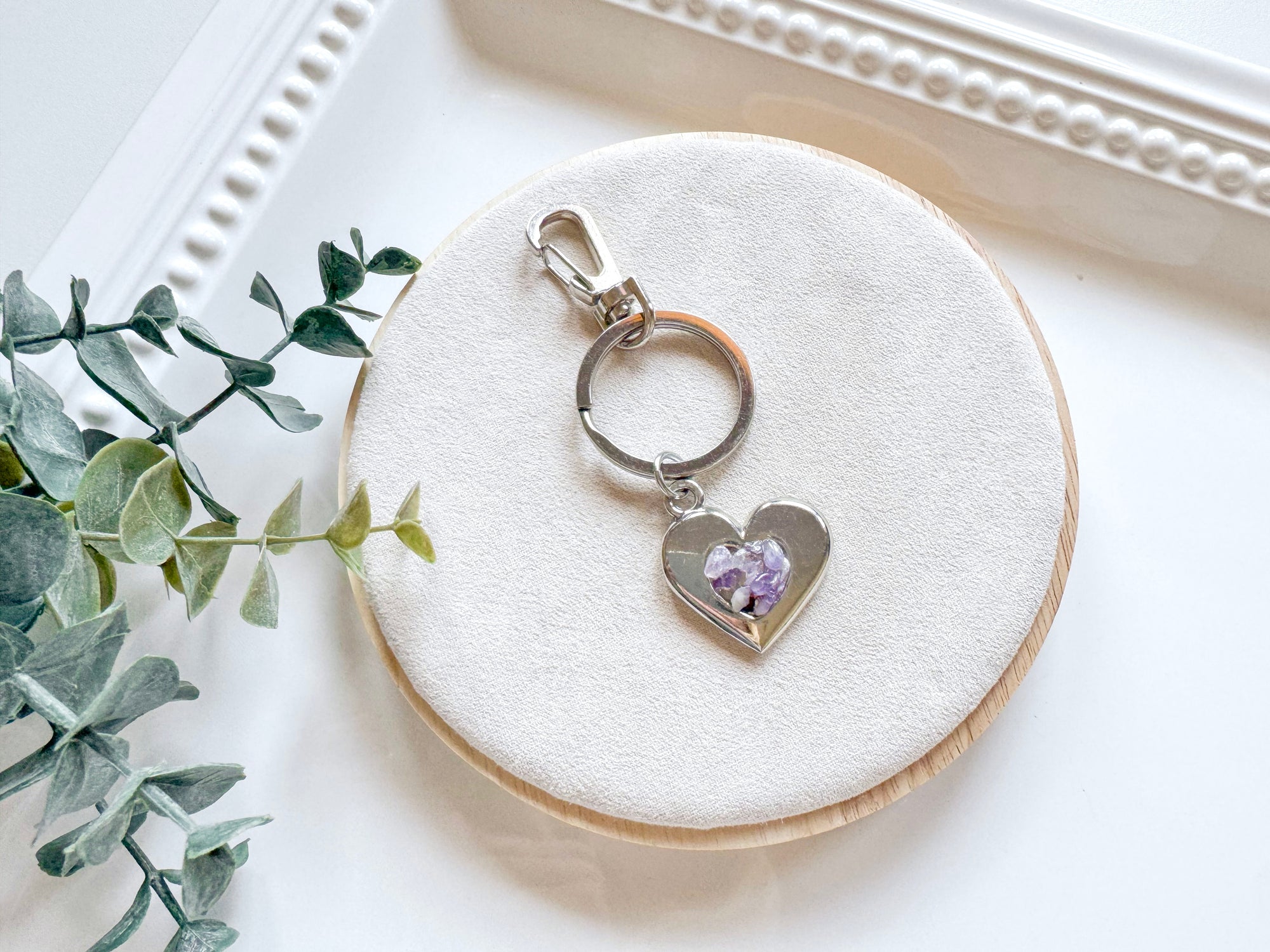 Metal Heart with Crystal Accent Keychain