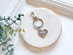 Metal Heart with Crystal Accent Keychain