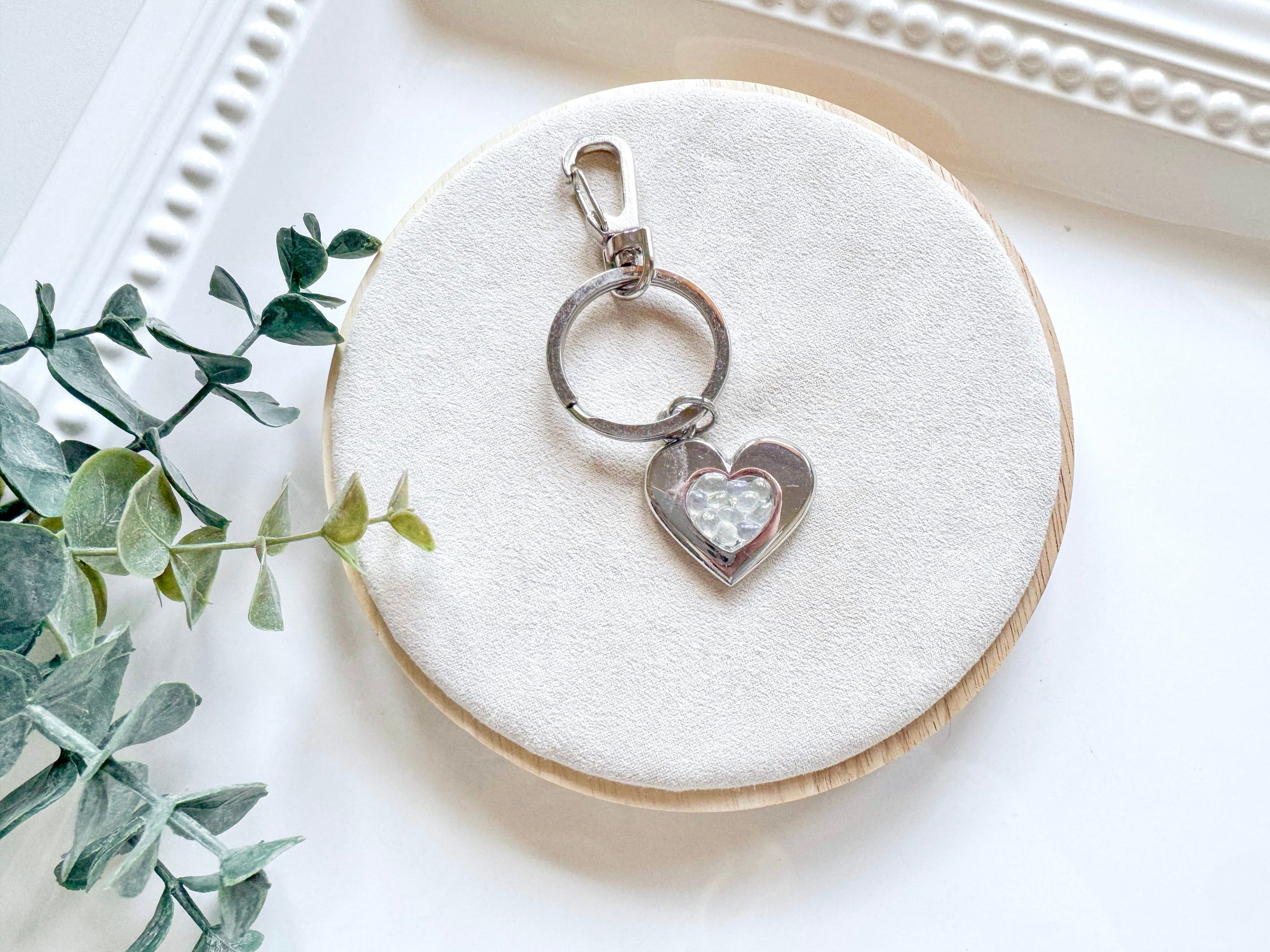 Metal Heart with Crystal Accent Keychain
