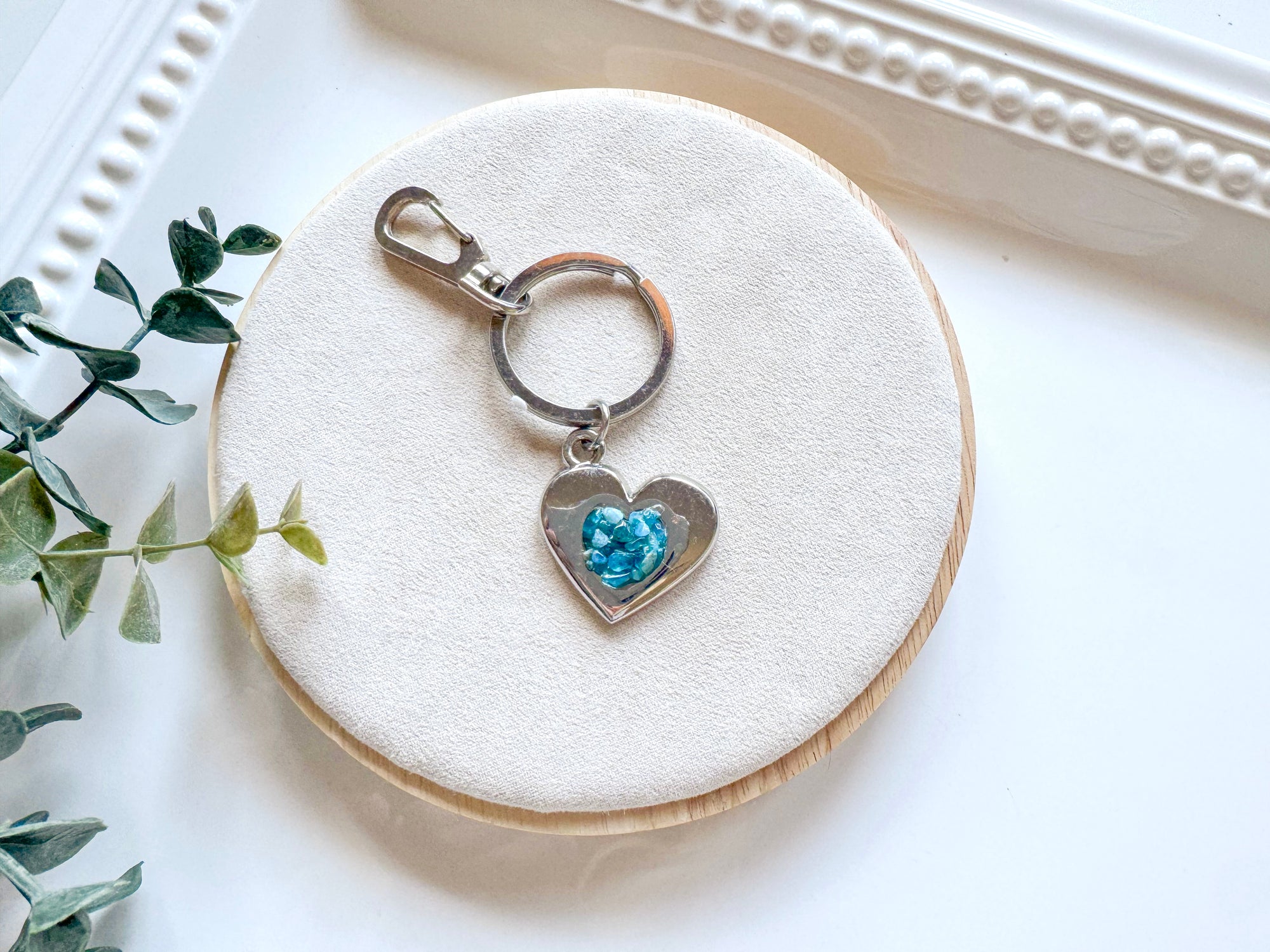 Metal Heart with Crystal Accent Keychain