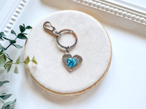 Metal Heart with Crystal Accent Keychain