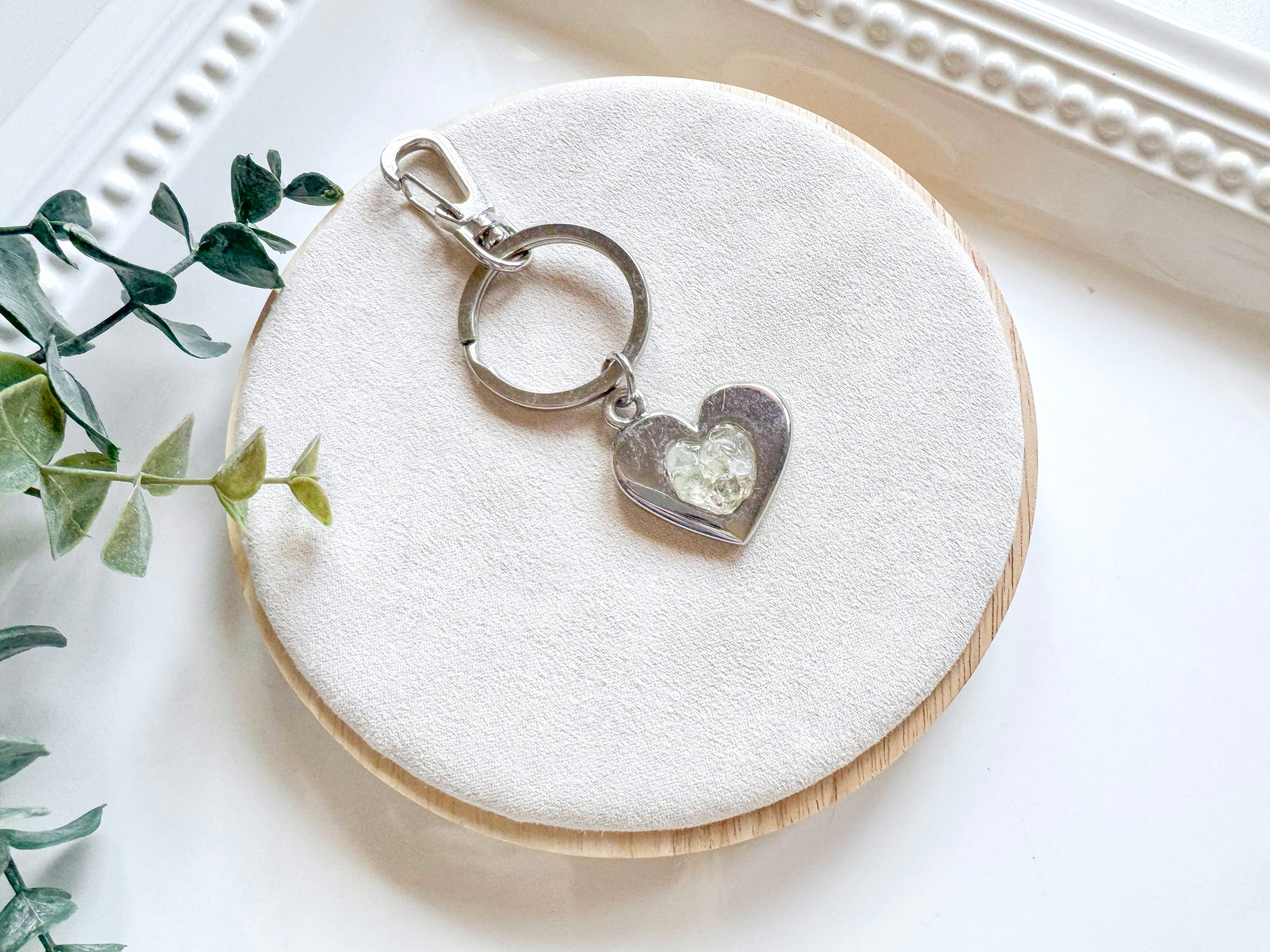 Metal Heart with Crystal Accent Keychain