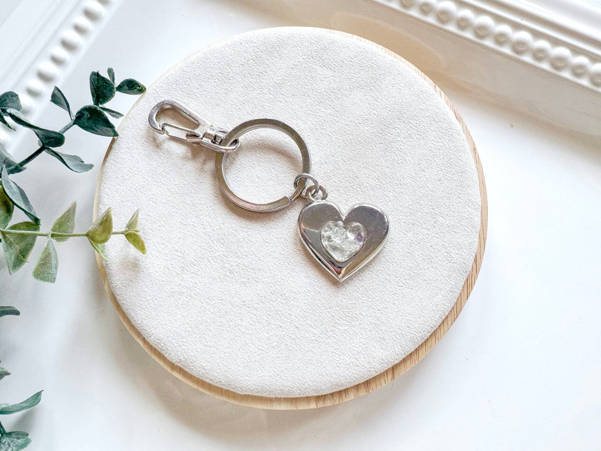 Metal Heart with Crystal Accent Keychain