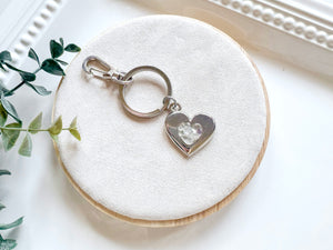 Metal Heart with Crystal Accent Keychain