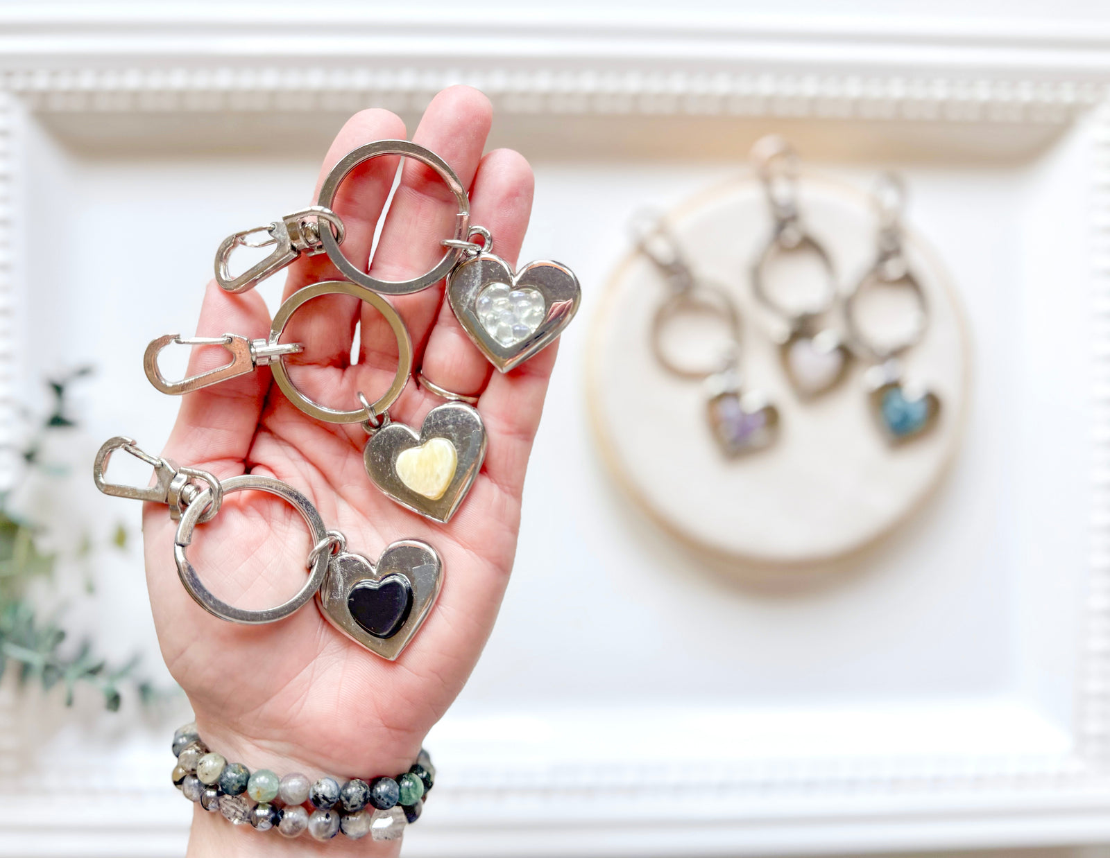 Metal Heart with Crystal Accent Keychain