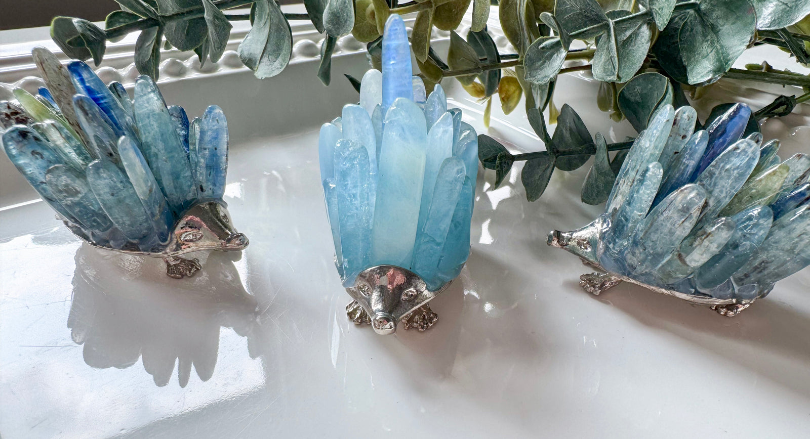 Hedgehog Metal Accent with Quartz Points