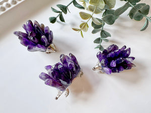 Metal Hedgehog Crystal Points - Amethyst Silver Body