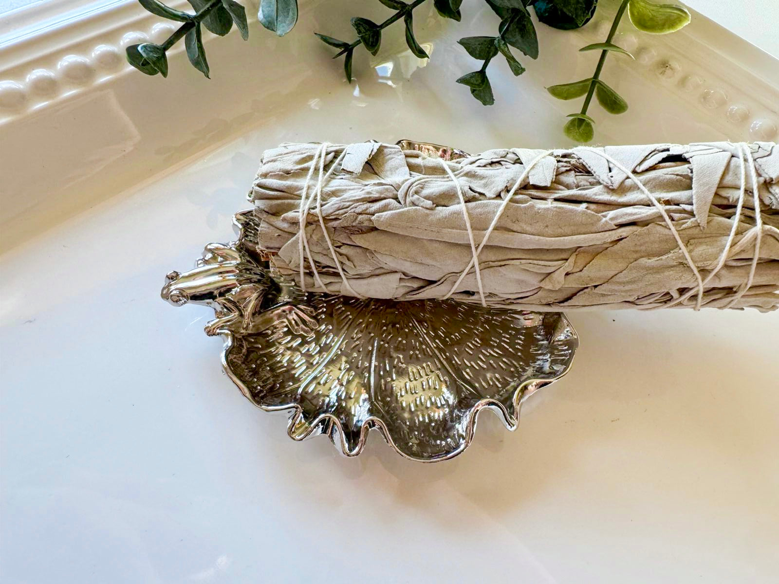 Metal Lily Pad & Frog Trinket Dish