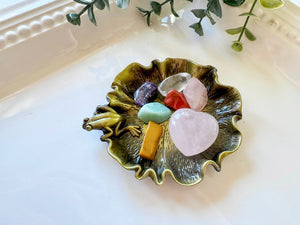 Metal Lily Pad & Frog Trinket Dish