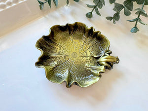 Metal Lily Pad & Frog Trinket Dish