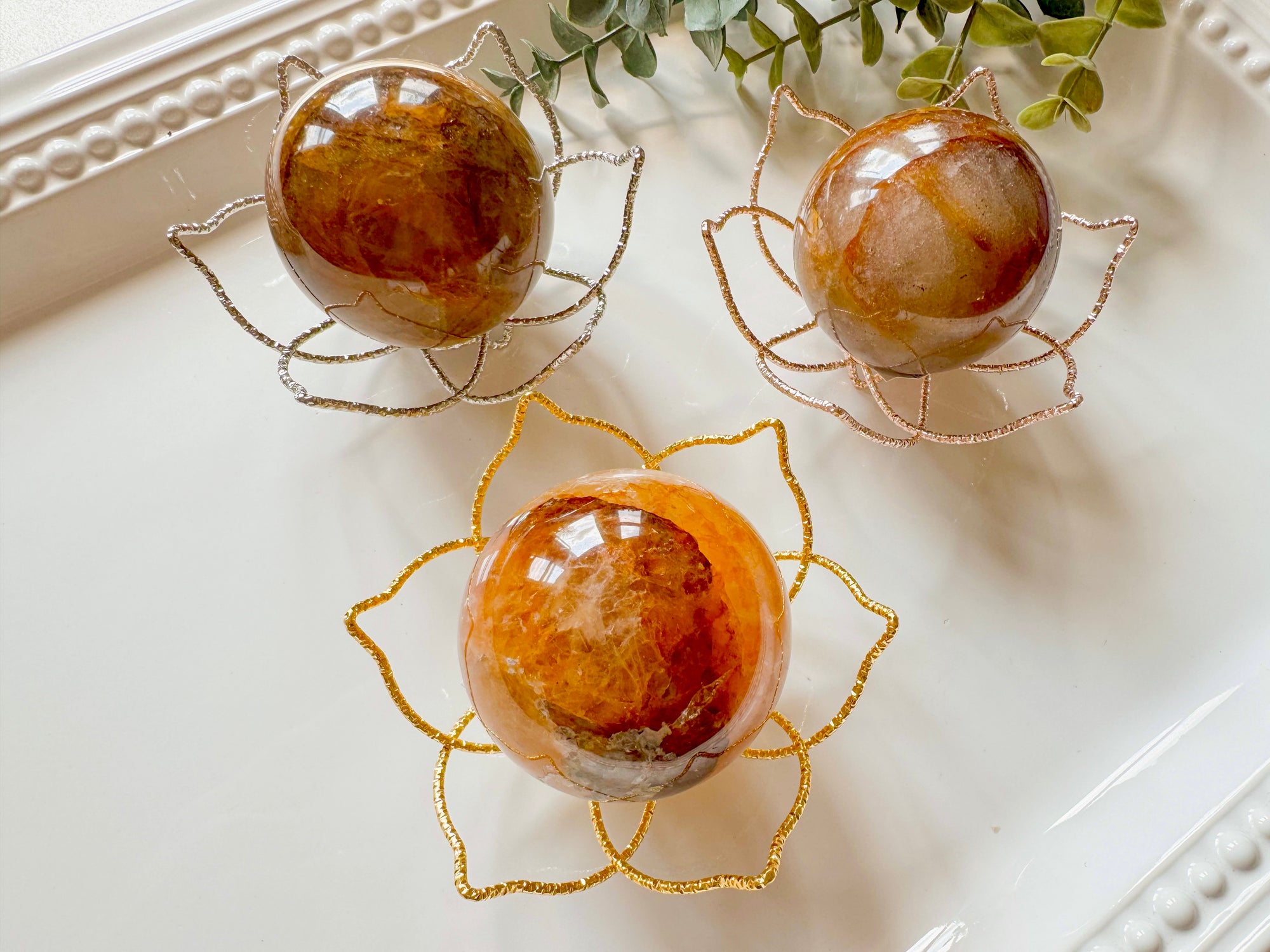 Metal Lotus Sphere Holder