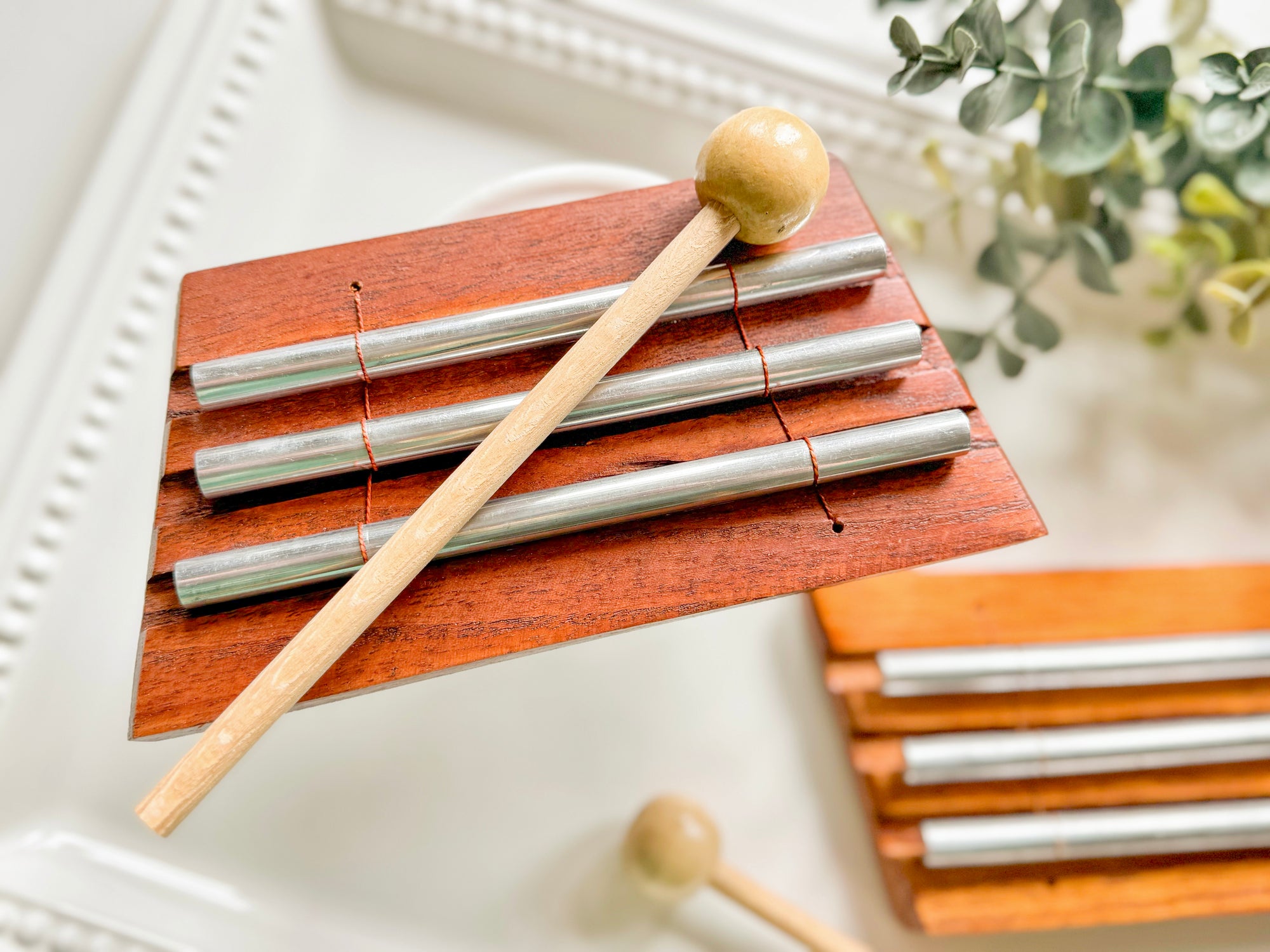 Metal Meditation Chimes – Wooden Base