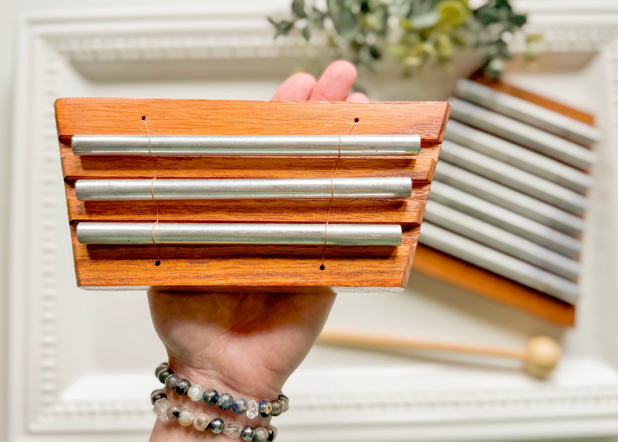 Metal Meditation Chimes – Wooden Base