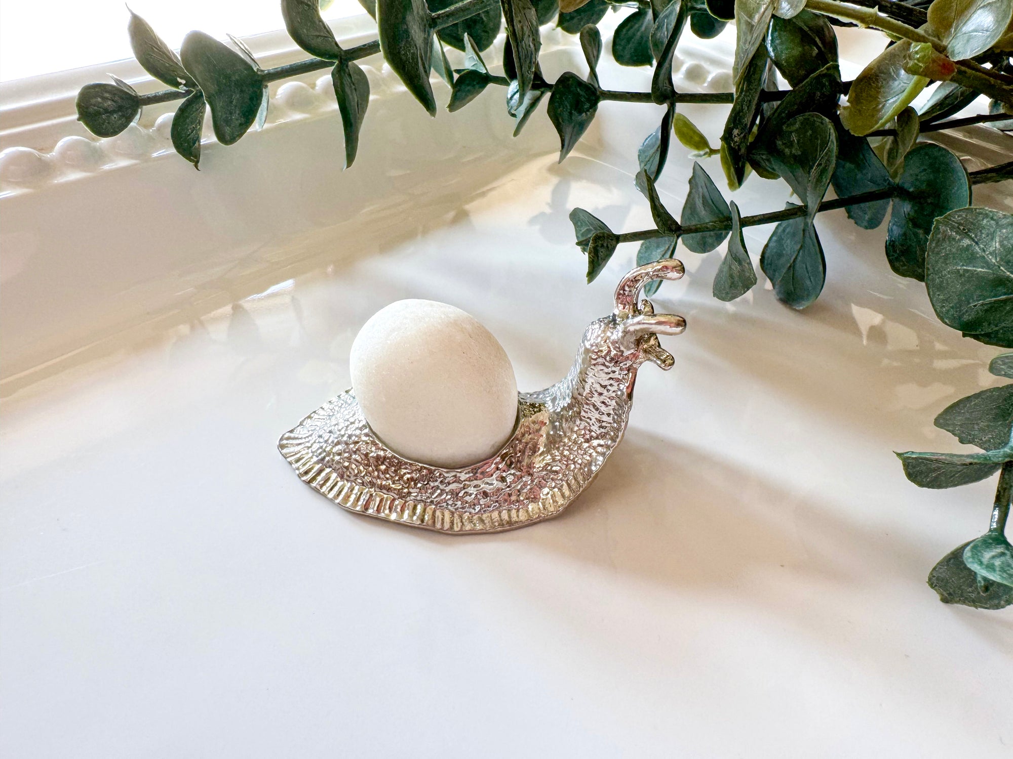 Metal Snail with Crystal Accent