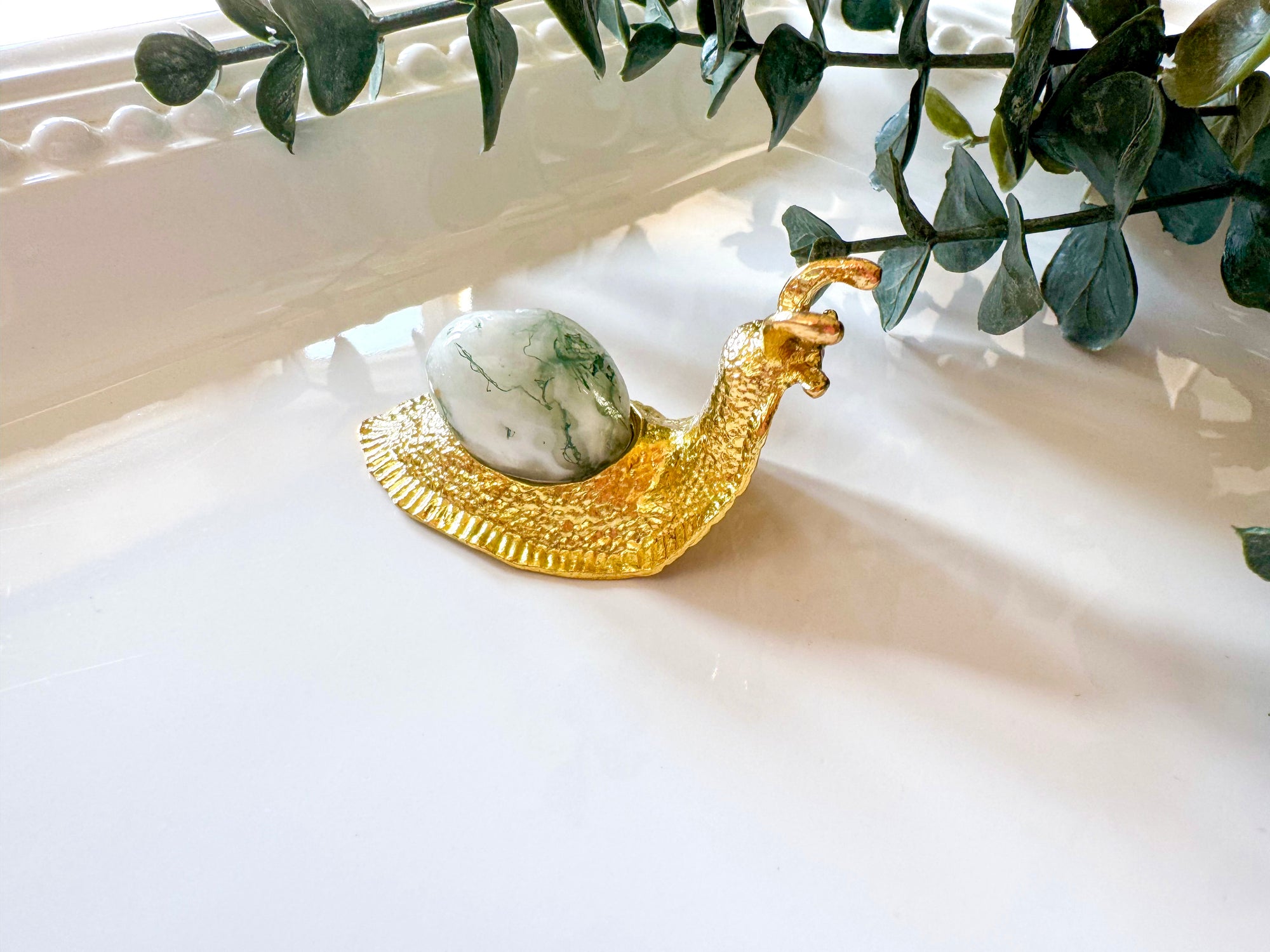 Metal Snail with Crystal Accent
