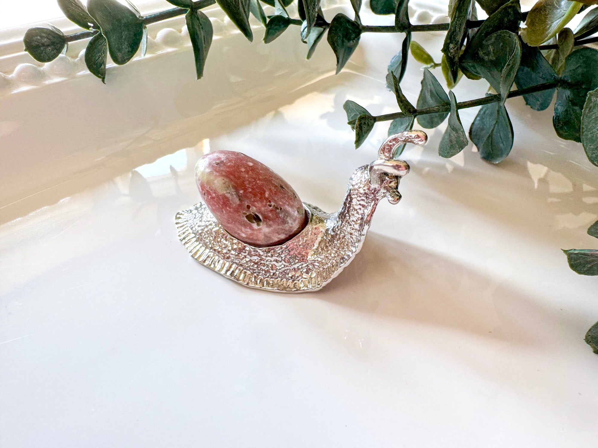 Metal Snail with Crystal Accent