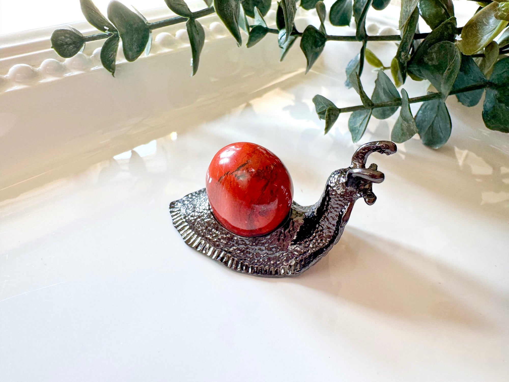 Metal Snail with Crystal Accent