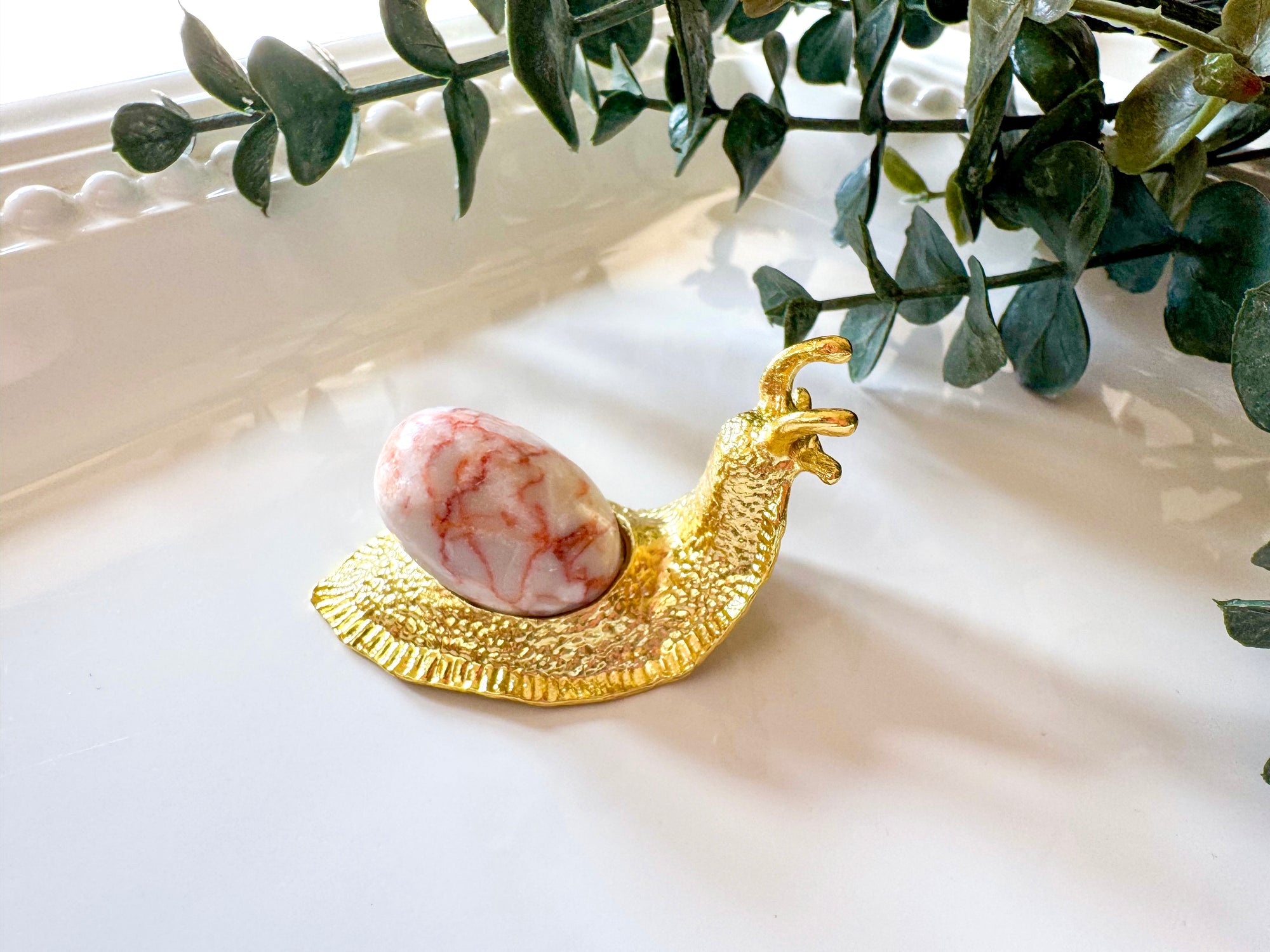 Metal Snail with Crystal Accent